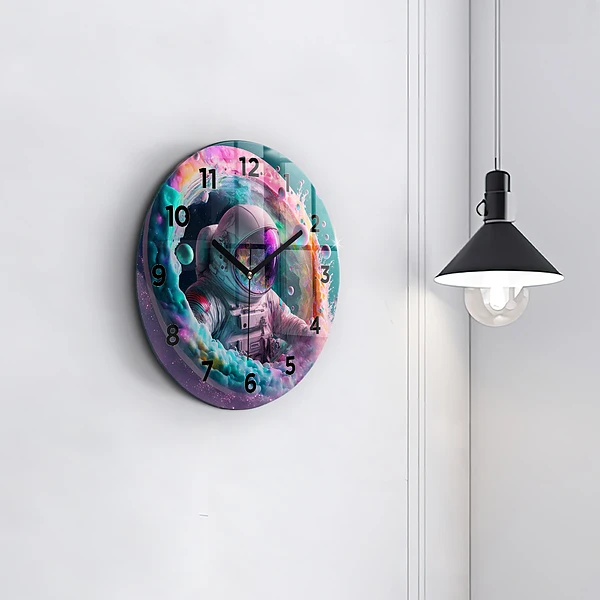 Wanduhr rund mit motiv Kosmonautenfarbene Wolken