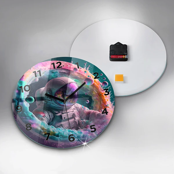 Wanduhr rund mit motiv Kosmonautenfarbene Wolken