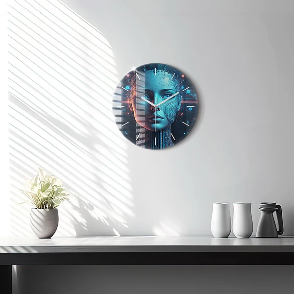 Wanduhr glas rund Künstliche Intelligenz