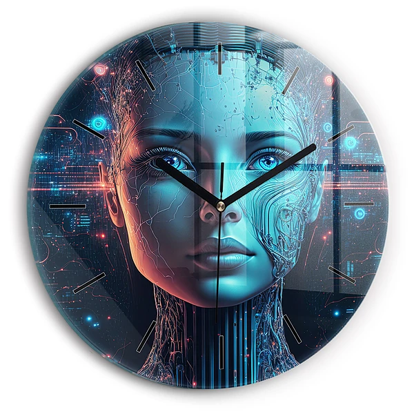 Wanduhr glas rund Künstliche Intelligenz