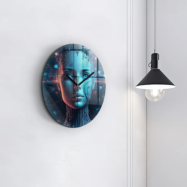 Wanduhr glas rund Künstliche Intelligenz