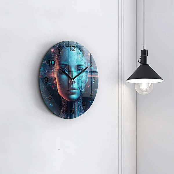 Wanduhr glas rund Künstliche Intelligenz