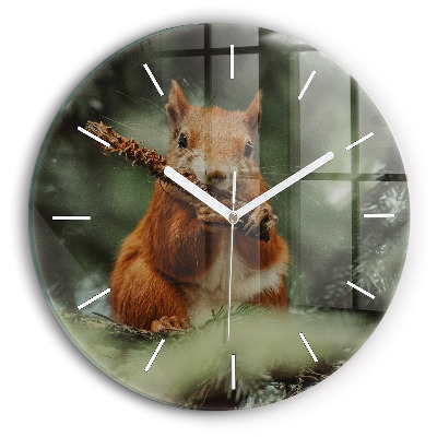 Wanduhr rund mit motiv Eichhörnchen und Wildtiere