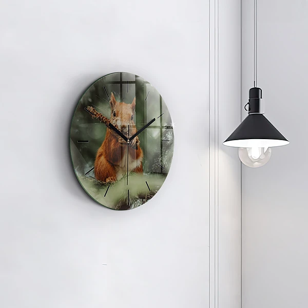 Wanduhr rund mit motiv Eichhörnchen und Wildtiere
