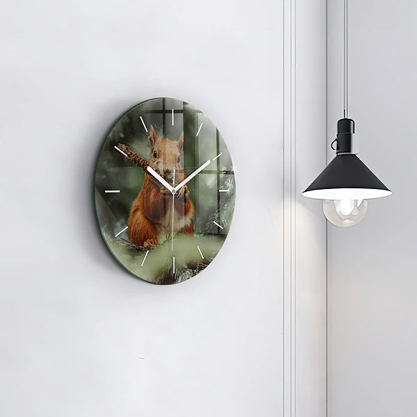 Wanduhr rund mit motiv Eichhörnchen und Wildtiere