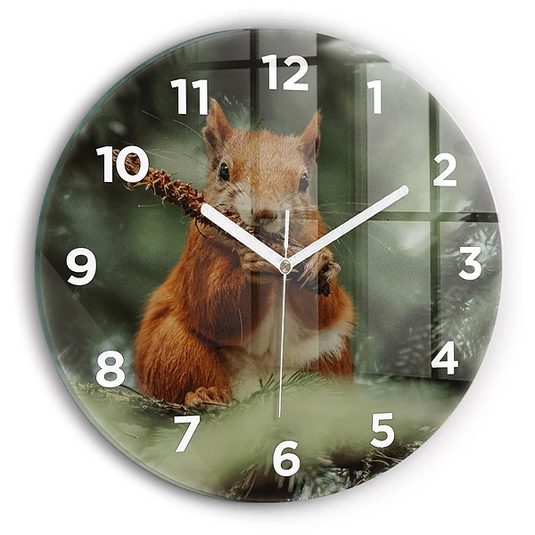 Wanduhr rund mit motiv Eichhörnchen und Wildtiere