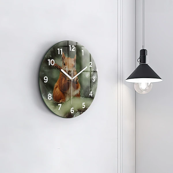 Wanduhr rund mit motiv Eichhörnchen und Wildtiere