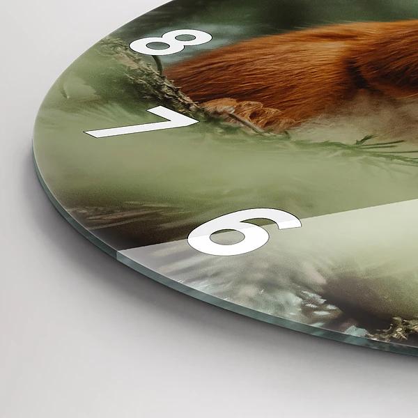 Wanduhr rund mit motiv Eichhörnchen und Wildtiere