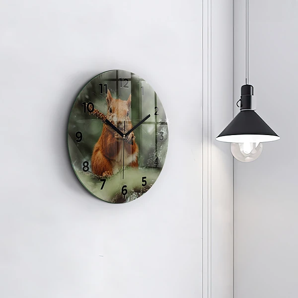 Wanduhr rund mit motiv Eichhörnchen und Wildtiere