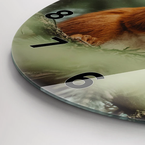Wanduhr rund mit motiv Eichhörnchen und Wildtiere