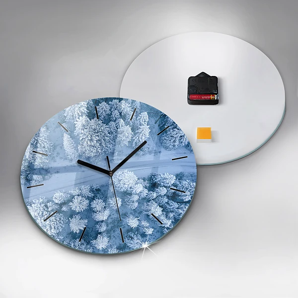Wanduhr rund mit motiv Wald aus der Vogelperspektive Drohne