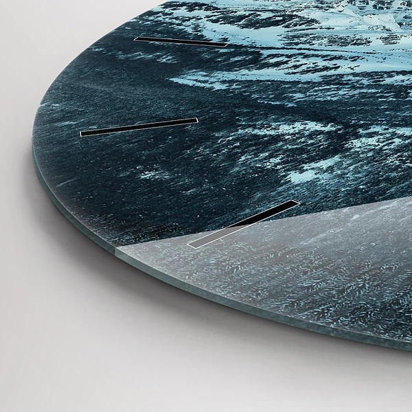 Wanduhr rund mit motiv Bergkette im Winter