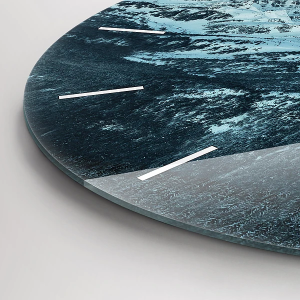Wanduhr rund mit motiv Bergkette im Winter