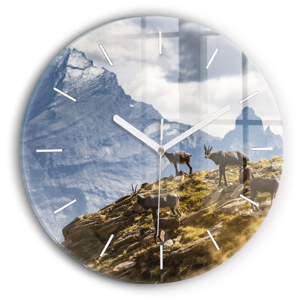 Wanduhr rund Ziege im Aosta-Tal