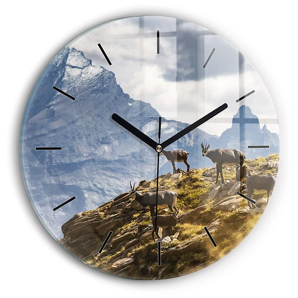 Wanduhr rund Ziege im Aosta-Tal
