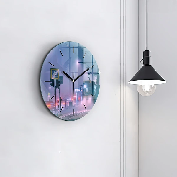 Wanduhr rund mit motiv Warschau im Nebel