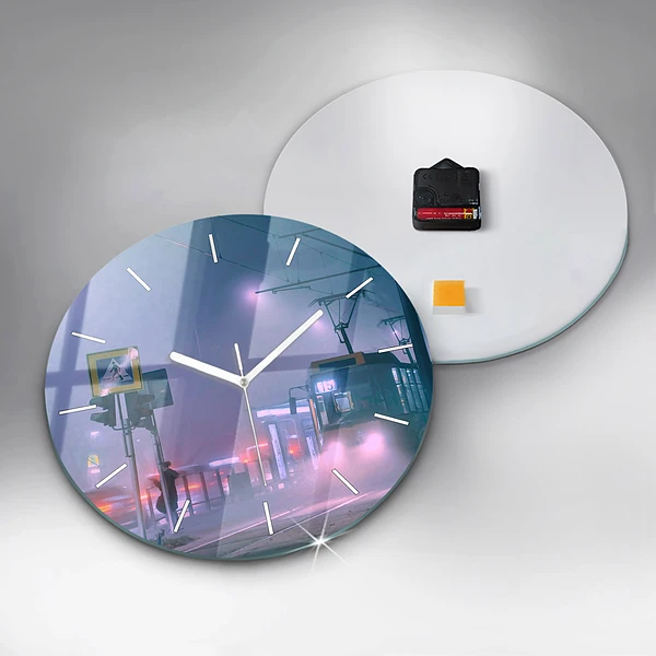 Wanduhr rund mit motiv Warschau im Nebel