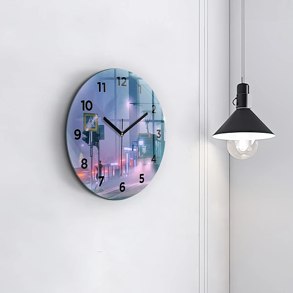 Wanduhr rund mit motiv Warschau im Nebel