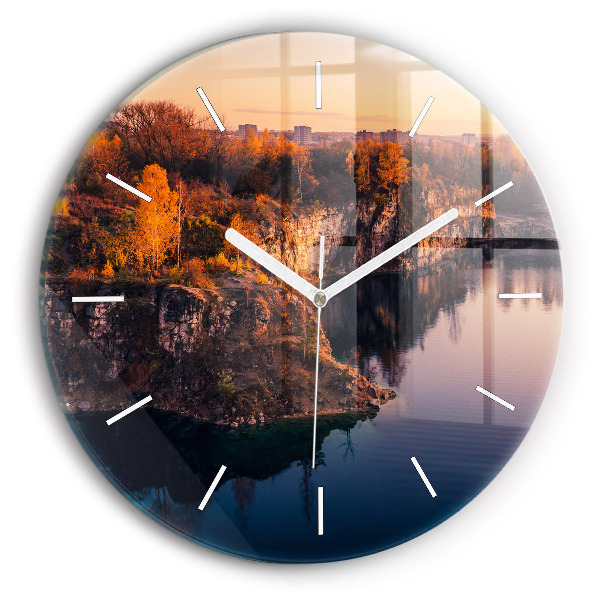 Wanduhr rund Krakauer See Zakrzówek Herbst