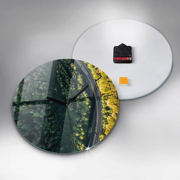 Wanduhr glas rund Wald aus der Vogelperspektive