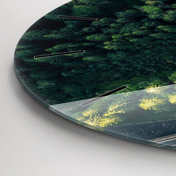Wanduhr glas rund Wald aus der Vogelperspektive