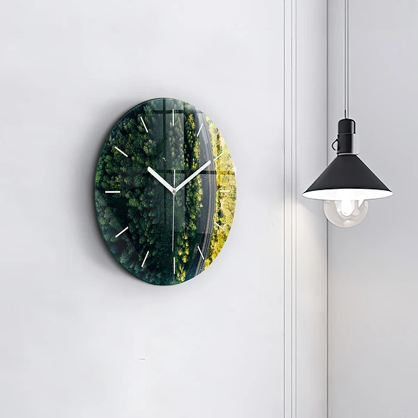Wanduhr glas rund Wald aus der Vogelperspektive