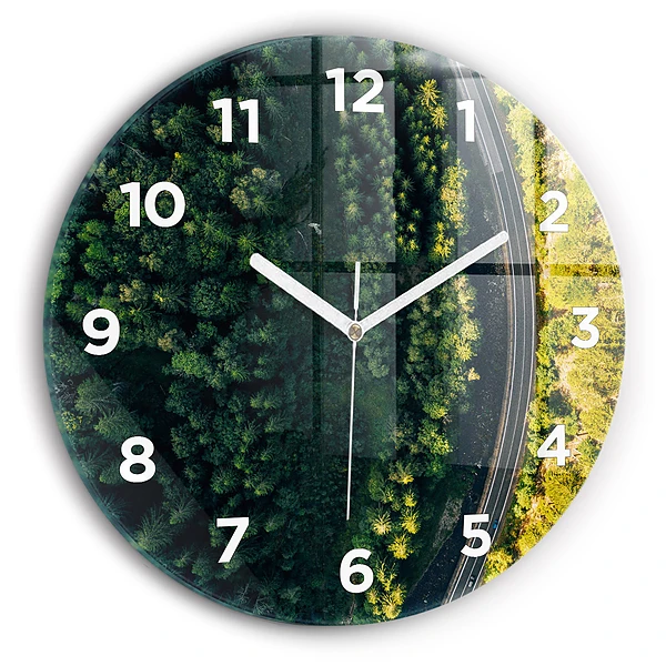 Wanduhr glas rund Wald aus der Vogelperspektive