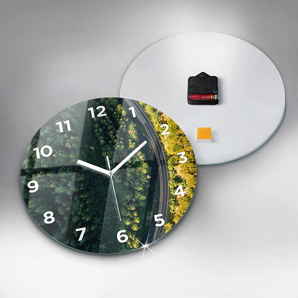Wanduhr glas rund Wald aus der Vogelperspektive