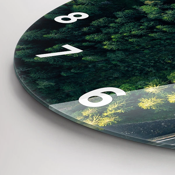 Wanduhr glas rund Wald aus der Vogelperspektive