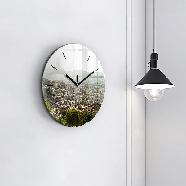 Wanduhr rund Barcelona Blick auf den Montjuic