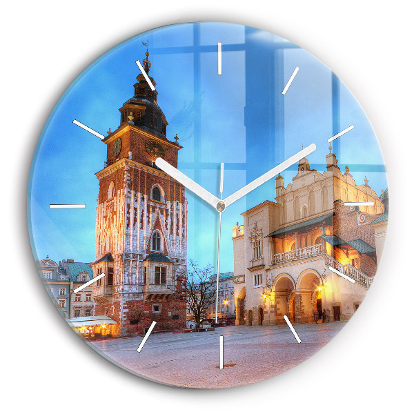 Wanduhr rund mit motiv Hauptmarkt in Krakau