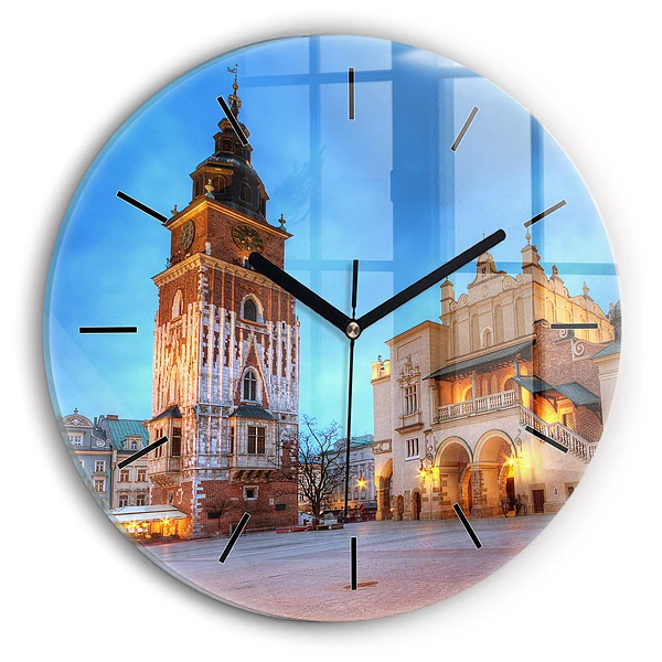 Wanduhr rund mit motiv Hauptmarkt in Krakau