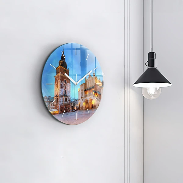 Wanduhr rund mit motiv Hauptmarkt in Krakau