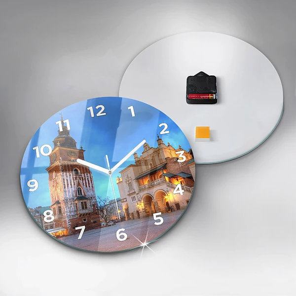 Wanduhr rund mit motiv Hauptmarkt in Krakau