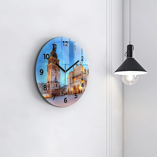 Wanduhr rund mit motiv Hauptmarkt in Krakau