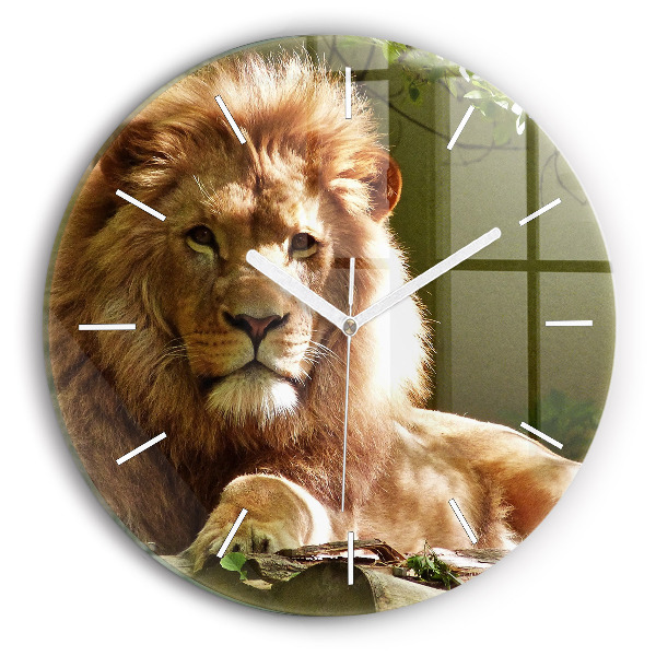 Wanduhr rund mit motiv Porträt eines Löwen