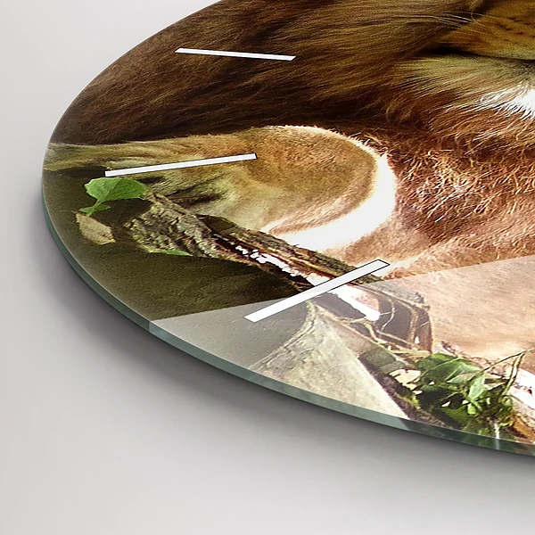 Wanduhr rund mit motiv Porträt eines Löwen