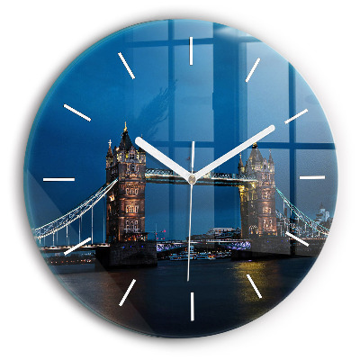 Wanduhr rund Tower Bridge London bei Nacht