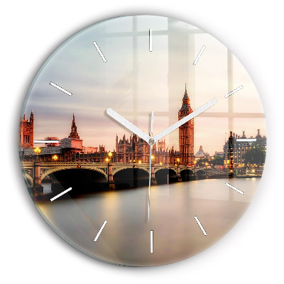 Wanduhr glas rund Big Ben Londoner Skyline