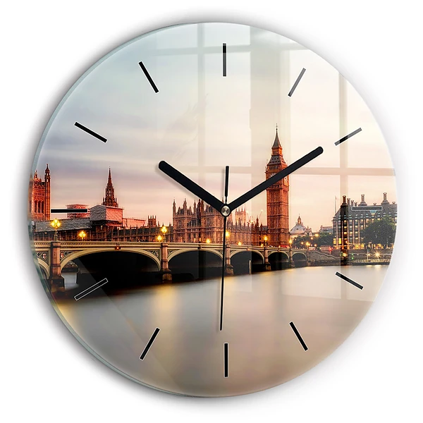 Wanduhr glas rund Big Ben Londoner Skyline