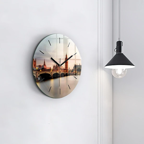 Wanduhr glas rund Big Ben Londoner Skyline