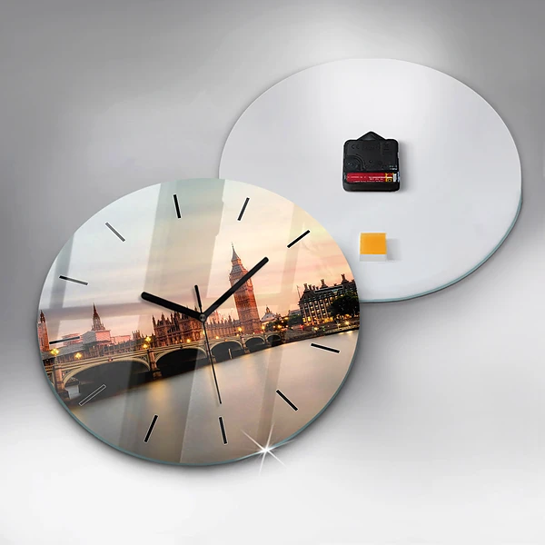 Wanduhr glas rund Big Ben Londoner Skyline