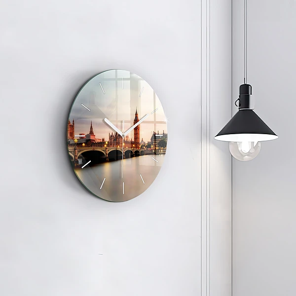 Wanduhr glas rund Big Ben Londoner Skyline