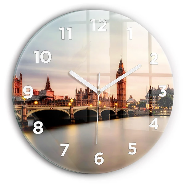 Wanduhr glas rund Big Ben Londoner Skyline