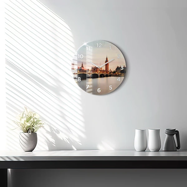 Wanduhr glas rund Big Ben Londoner Skyline