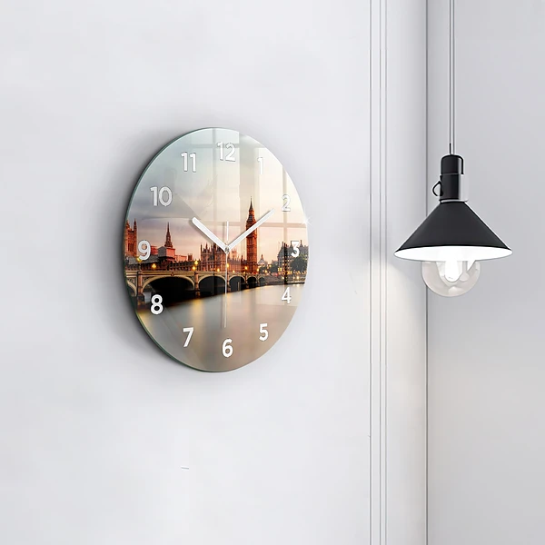 Wanduhr glas rund Big Ben Londoner Skyline