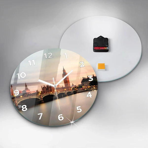 Wanduhr glas rund Big Ben Londoner Skyline