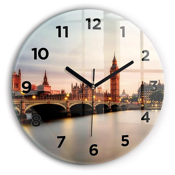 Wanduhr glas rund Big Ben Londoner Skyline