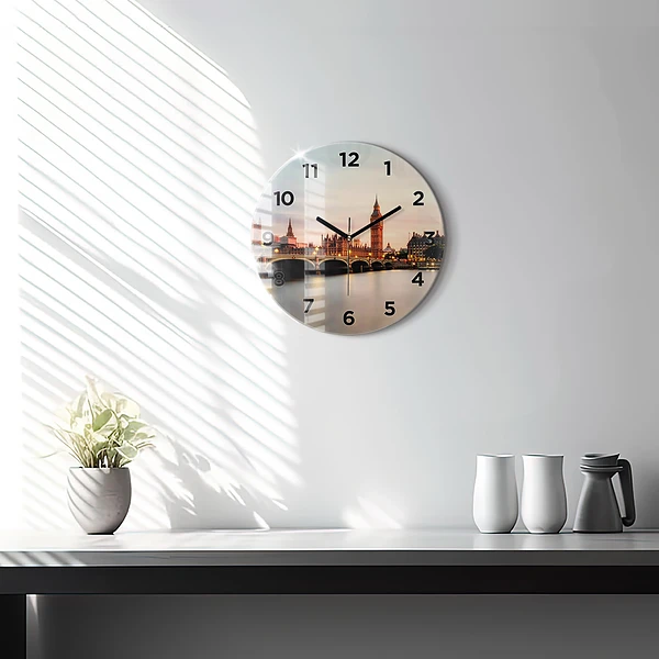 Wanduhr glas rund Big Ben Londoner Skyline