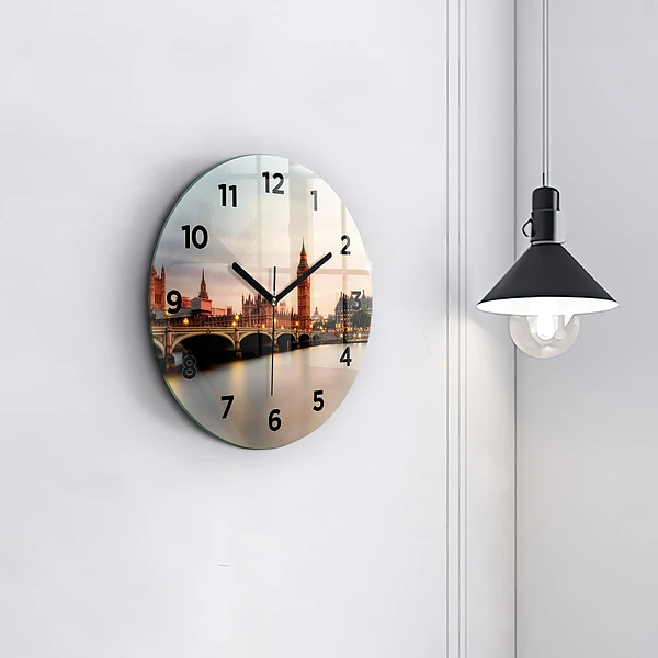 Wanduhr glas rund Big Ben Londoner Skyline